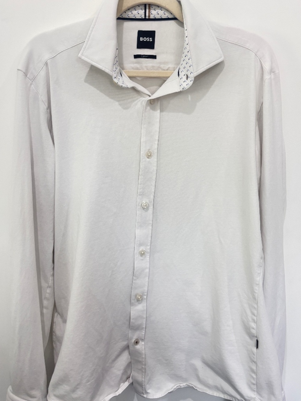 BOSS White Cotton Button Down Shirt Women Medium Slim Fit Soft Collared Blouse